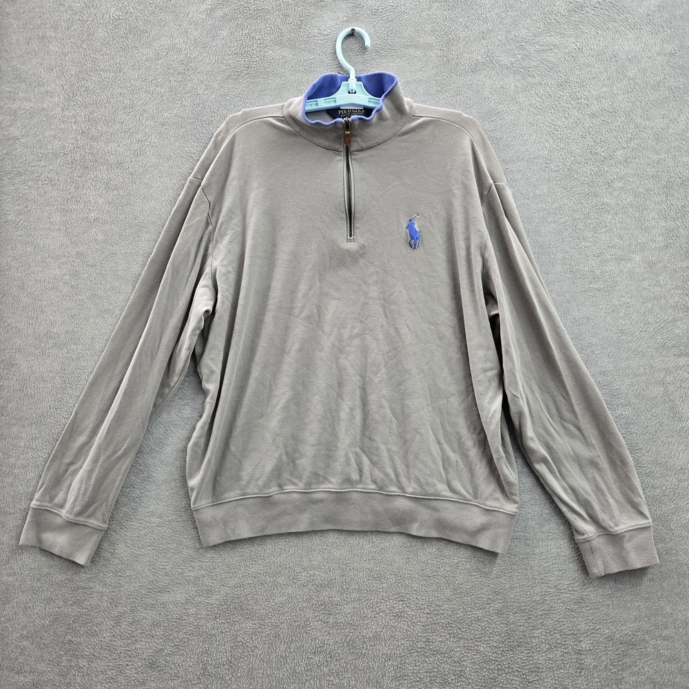 Polo Golf Ralph Lauren Men Sweatshirt XL Gray Embroidered Zipper Peru READ